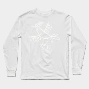 white flying dove of peace with heart Long Sleeve T-Shirt